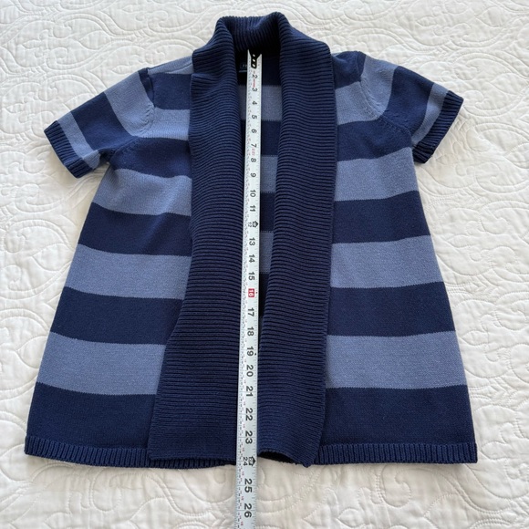 IZOD Navy & Light Blue Striped Short Sleeve Open Cardigan Sweater Women’s PM EUC - Picture 5 of 10